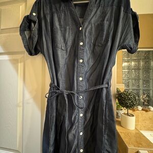 Guess Dark Gray Button-Up Dress
